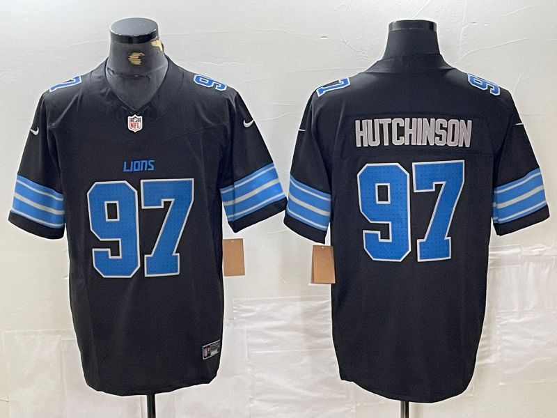 Men Detroit Lions #97 Hutchinson Black Three generations 2024 Nike Vapor F.U.S.E. Limited NFL Jersey